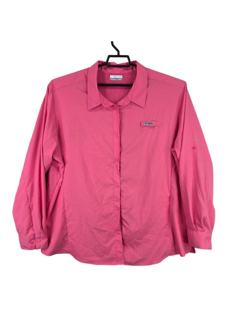 Womens Columbia PFG Omni Shade Pink Fishing Shirt Long Sleeve Polyester Size 3X